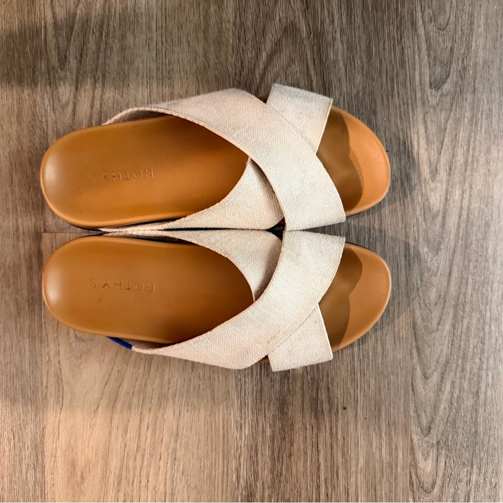 Rothy's Cream Cross-Strap Slide Sandals